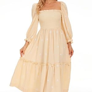 Boho Floral Embroidered Maxi Dress